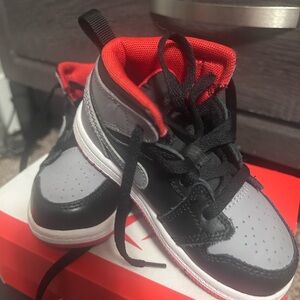 Youth Black and Red High-Top Sneakers